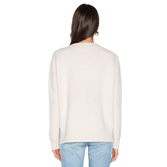 Womens Vince Cream Yak Wool Pull Crew Neck Over Knit Sweater Side Slit Sweater-S - Picture 2 of 7